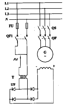单相调压器配变压器励磁方式接线图
